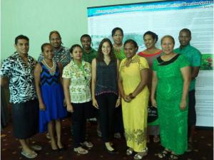 Pacific island students studying in Trinidad with SPC staff.
