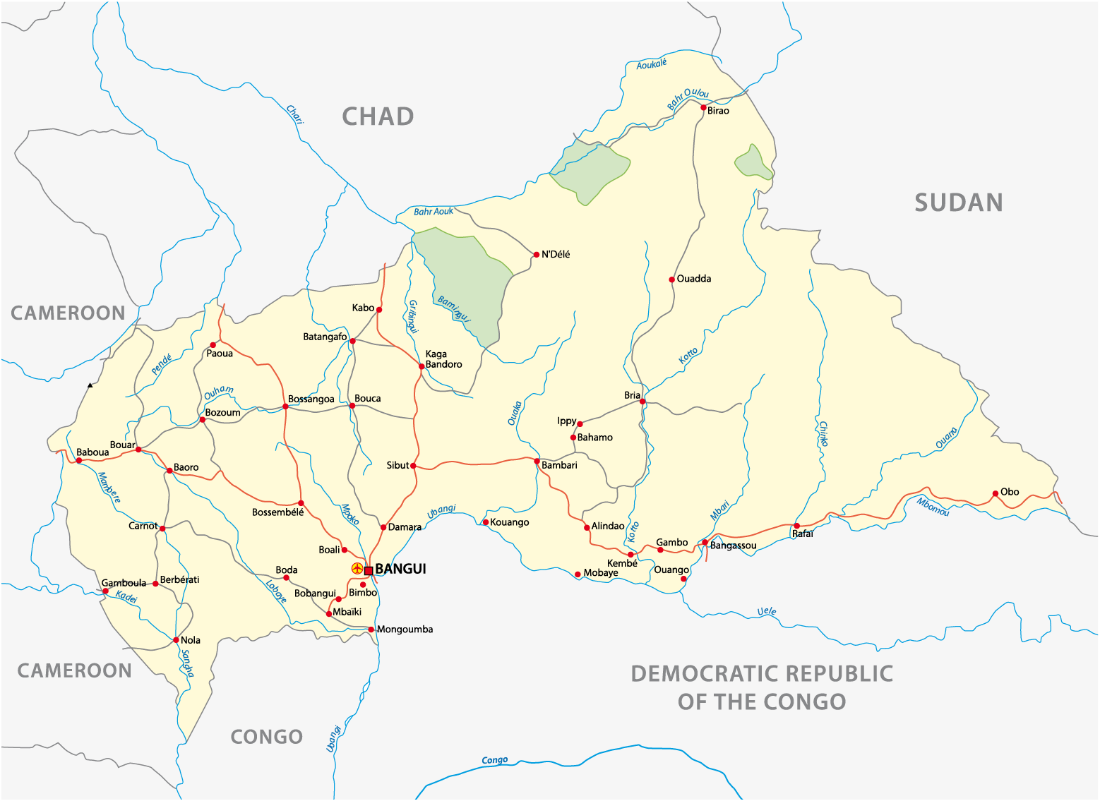 Map of the Central African Republic