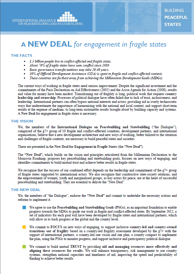 The New Deal for Engagement in Fragile States