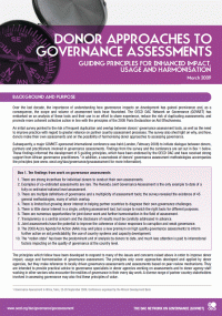  Donor Approaches to Governance Assessments