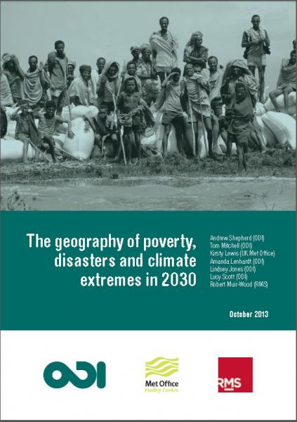 The geography of poverty, disasters and climate extremes in 2030