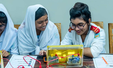 Girls and boys attending the EDGE workshop in Bangladesh