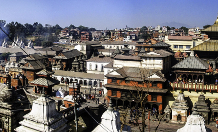 Panorama of the Pashupatinath Temple and buildings in Kathmandu, Nepal - CC0