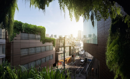 Green architectural city buildings