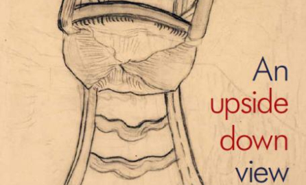 A pencil draft of a chair upside down. Followed by the text "An upside down view of governance"