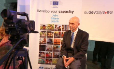 Photography of a process of recording an interview for Capacity4dev