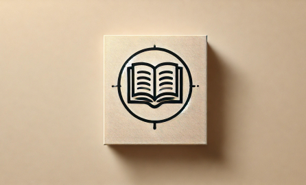 Book icon to symbolize education over a beige background