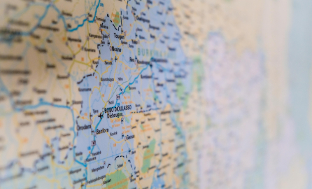 Close Up Shot of a Map displaying Burkina Faso