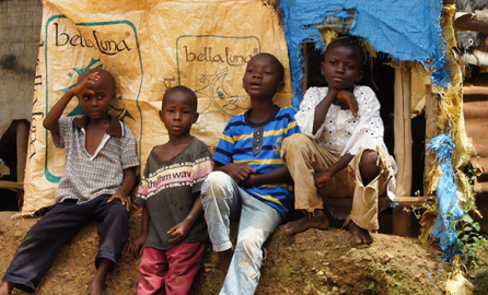 Children sit outside in Sierra Leone