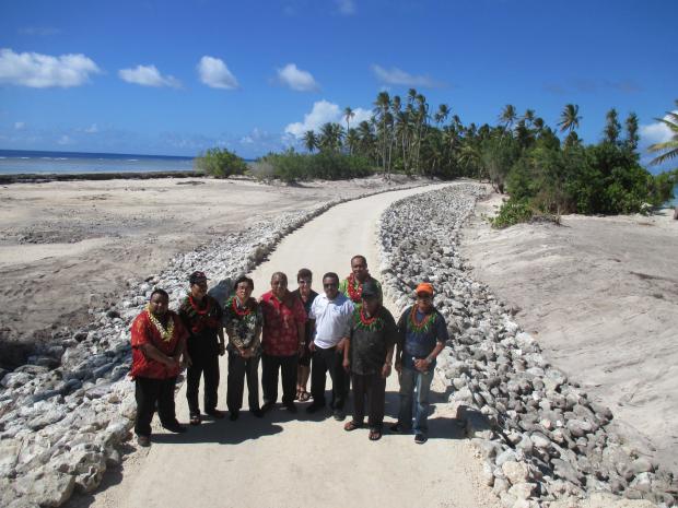 Delegates at the Causeway opening in Woja Island RMI President (4th from left)