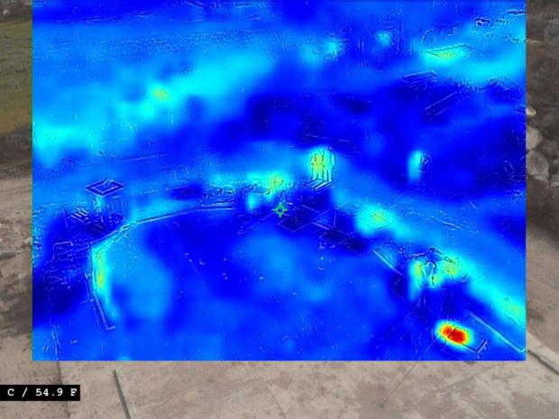 An image captured by the Albris’ infrared sensor which enabled teams to more easily see where humans were located.