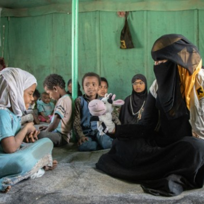 Puppet show teaching children how to protect themselves against COVID19