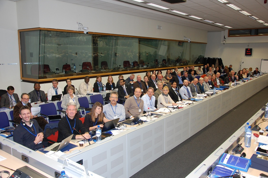 Two photos were needed to capture all the attendants. On the left hand...