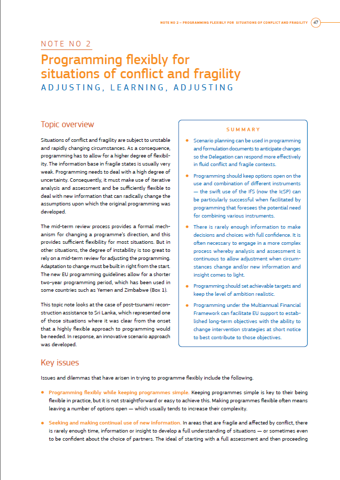 No 2 - Programming flexibly for situations of conflict and fragility