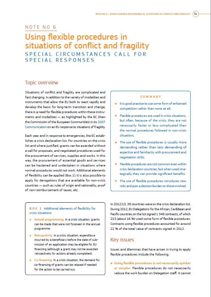 No 6 – using flexible procedures in situations of conflict and fragility