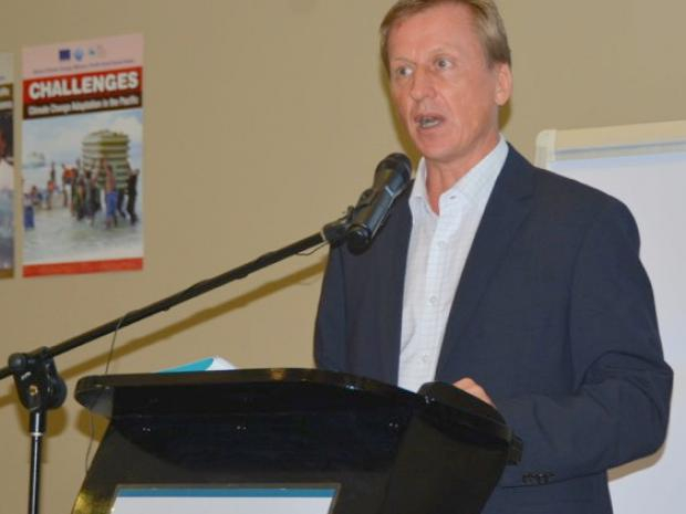 European Union Deputy Ambassador for the Pacific, Johnny Engell-Hansen delivering his keynote address at the feature event.