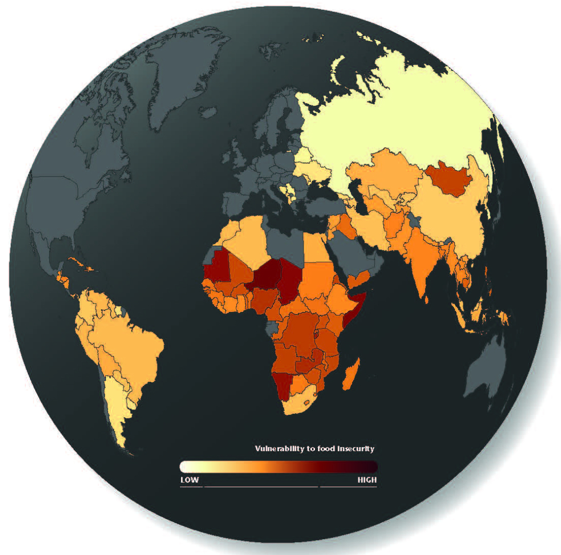 Food insecurity and climate change vulnerability index: Present day climate