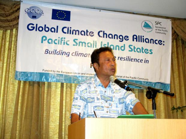 The President of Palau, His Excellency Tommy Remengesau Jr speaking during one of GCCA: PSIS meetings in Palau