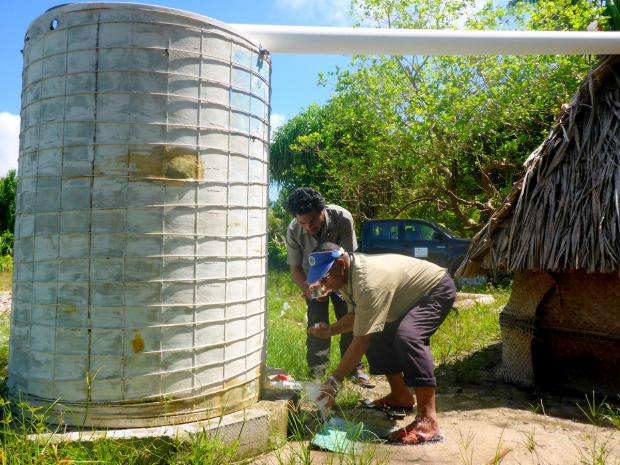 Kiribati monitoring team collecting samples