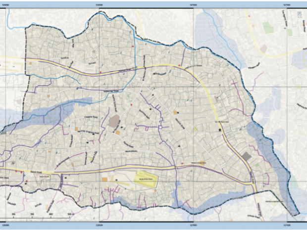 Detailed drainage map that was drawn up with help of the orthomosaics.