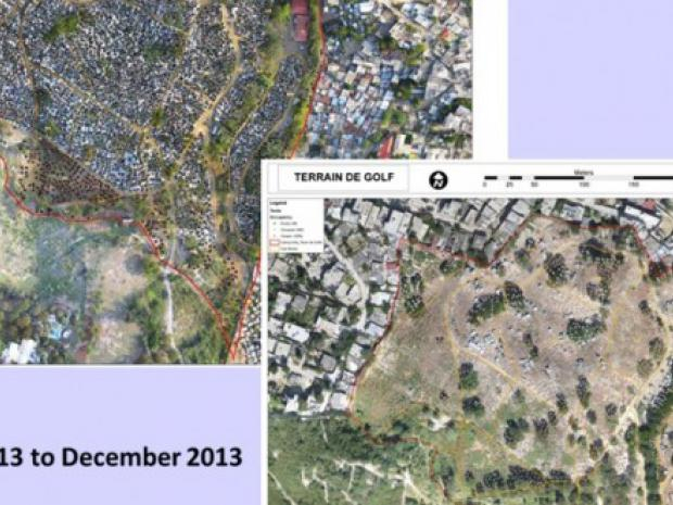 Evolution of Teren de Golf camp between March (see top left) and December 2013 (bottom right)