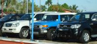 Cars lined up in Suriname