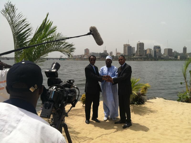 Filming a TV spot for the International Rescue Committee’s social marketing campaign ”Break the Silence” in Cote d’Ivoire.