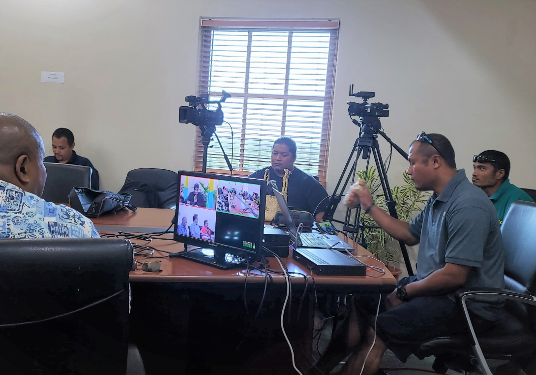 Weekly Presidential Press Conference at Capitol, Ngerulmuud, Melkeok State, Palau.