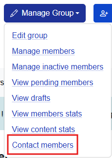 Contact members option under "Manage Group"