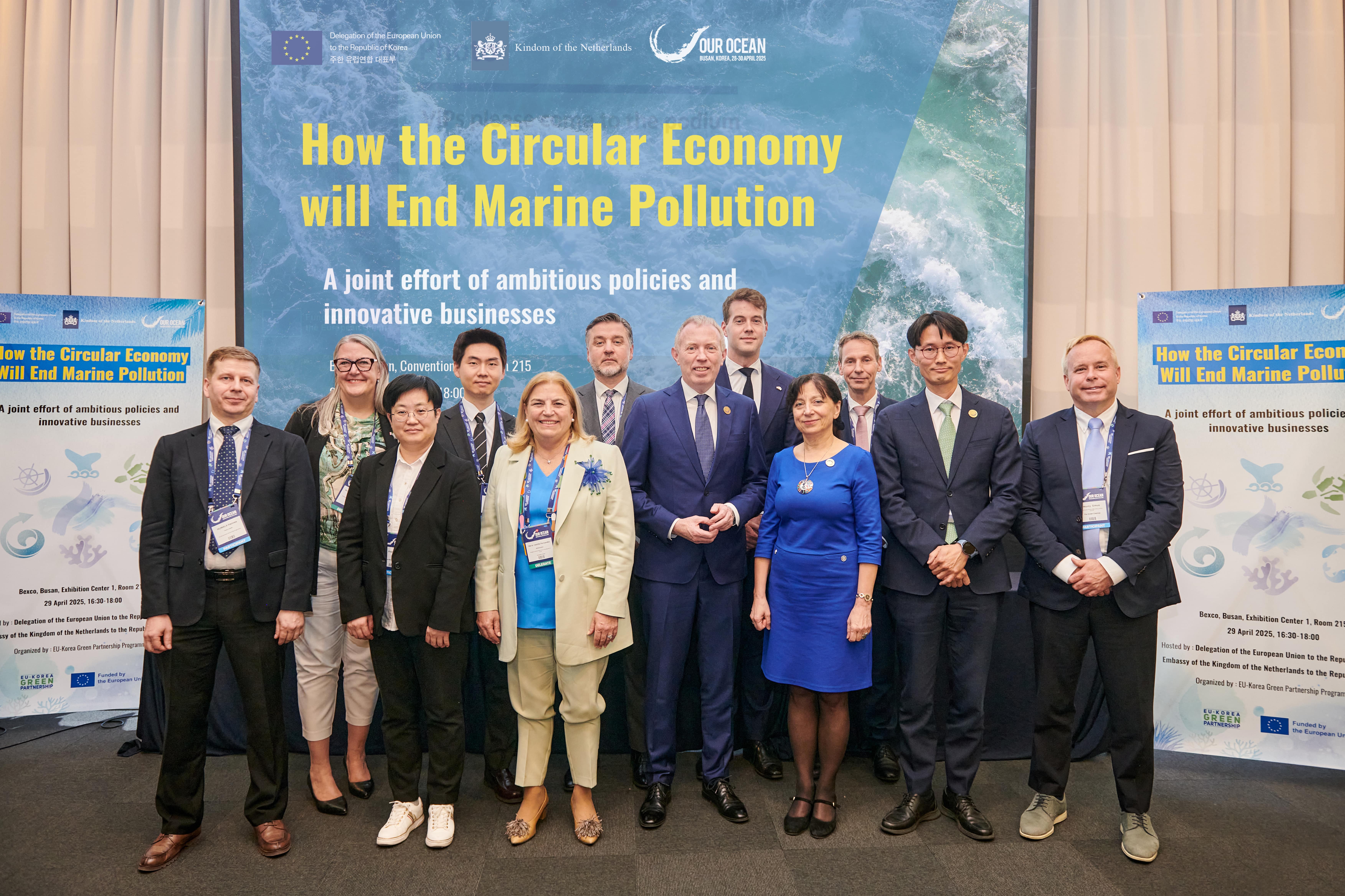 Side event “How the Circular Economy Will End Marine Plastic Pollution: A Joint Effort of Ambitious Policies and Innovative Businesses,” took place on 29 April 2025 at Our Ocean Conference at BEXCO, as part of the EU-Korea Green Partnership
