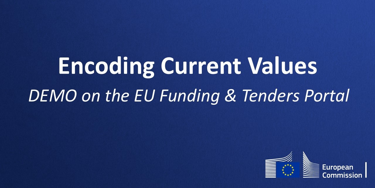 Slide where it is possible to read Encoding Current Values - DEMO on the EU Funding and Tenders Portal