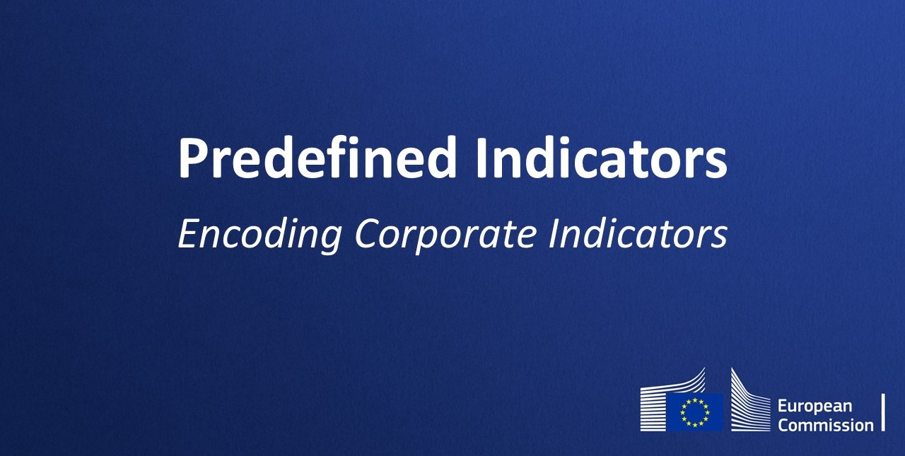 Thumbnail with the text: Predefined indicators: encoding corporate indicators