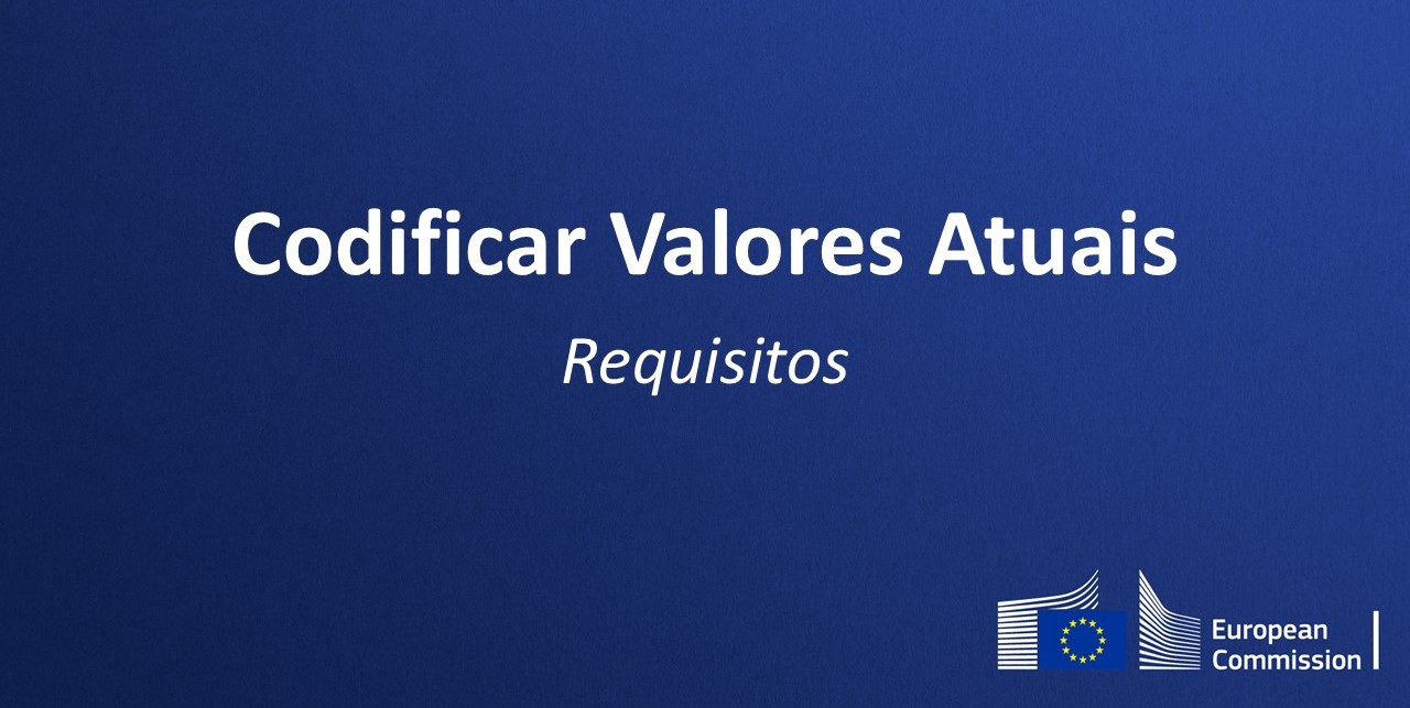 Thumbnail with the text: codificar valores atuais - requisitos