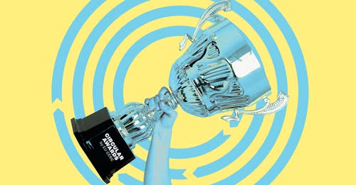 Application for circular Business awards are open. Illustrative image displaying a cup