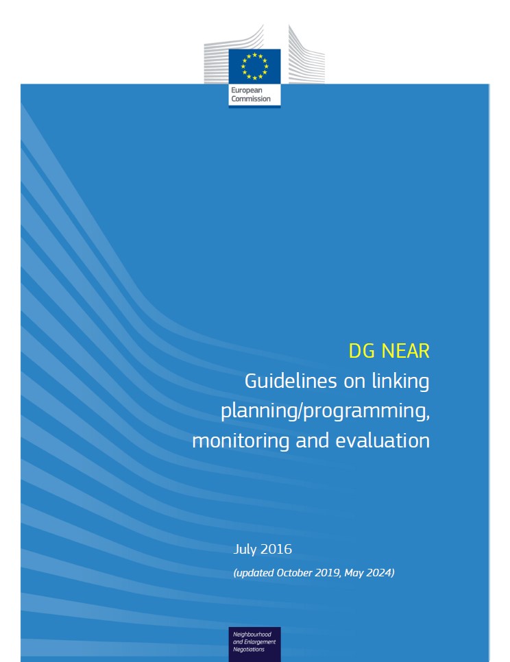 Cover photo of the DG NEAR Guidelines on linking planning, programming, monitoring and evaluation to click and access the guide