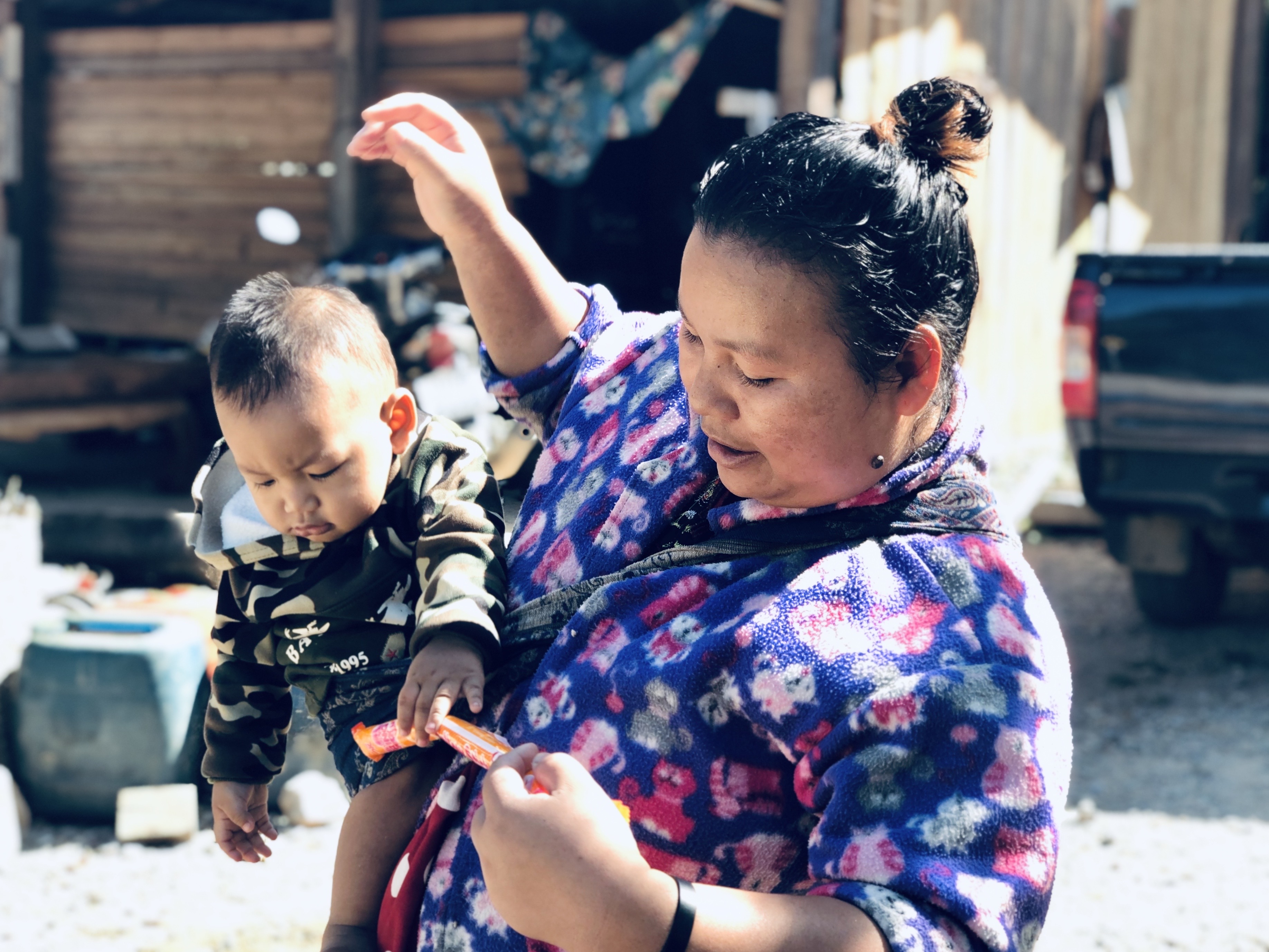 Mom and little child