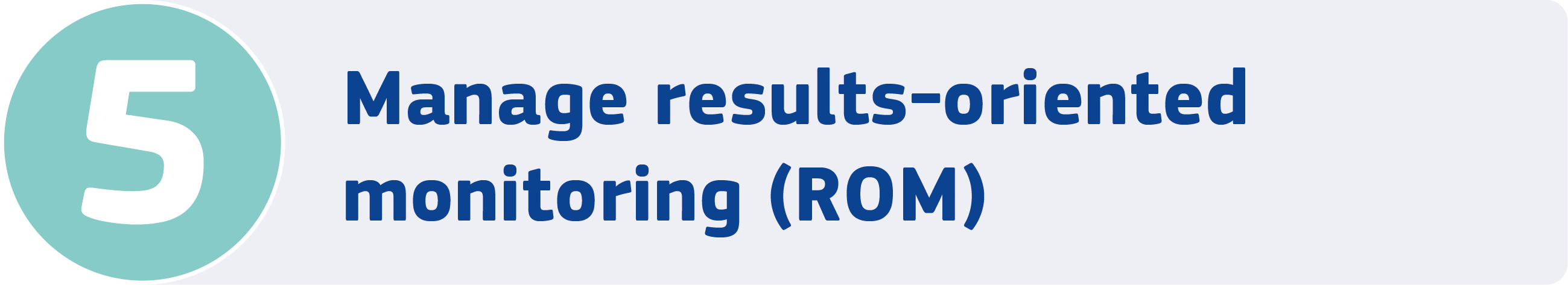 5. Manage results-oriented monitoring (ROM)
