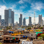 Decorative image of a city representing inequalities