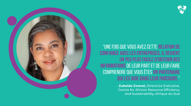 Zubeida Zwavel, directrice exécutive du Centre for African Resource Efficiency and Sustainability (CARES), Afrique du Sud