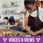 young woman working