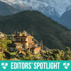 View of Nepalese village and mountains in the background