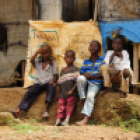 Children sit outside in Sierra Leone