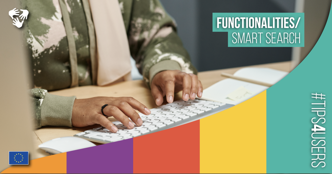 Person typing on a keyboard. #Tips4users Functionalities/Smart Seach