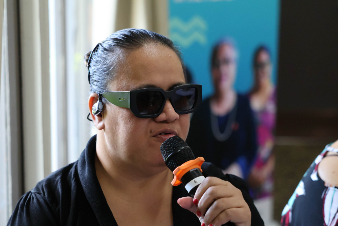 Woman disability rights activist speaking