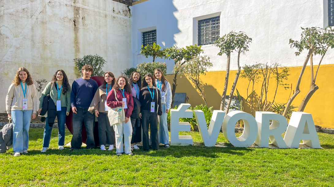 Students involved in developing Évora’s SDG Route in the city’s historic centre.